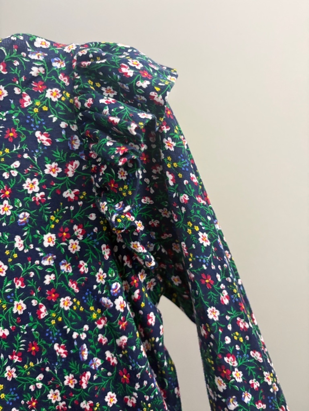 Polo by Ralph Lauren Green Floral Ruffle-Shoulder Long-Sleeve Top - Picture 5 of 12